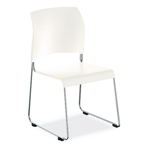 NPS 8800 Series Cafetorium Plastic Stack Chair, Supports Up to 500 lb, 18" Seat Height, White Seat/Back, Chrome Base, 4/Carton (880111014)
