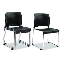 NPS 8800 Series Cafetorium Plastic Stack Chair, Supports Up to 500 lb, 18" Seat Height, Black Seat/Back, Chrome Base, 4/Carton (881011104)