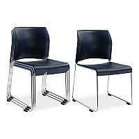 NPS 8800 Series Cafetorium Plastic Stack Chair, Supports Up to 500 lb, 18" Seat Height, Blue Seat/Back, Chrome Base, 4/Carton (880411044)