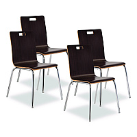 NPS Bushwick Series Bentwood Chair, Supports Up to 500 lb, 18" Seat Height, Espresso Seat, Espresso Back, Chrome Base, 4/Carton (BCC214)