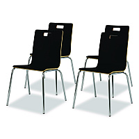 NPS Bushwick Series Bentwood Chair, Supports Up to 500 lb, 18" Seat Height, Black Seat, Black Back, Chrome Base, 4/Carton (BCC234)