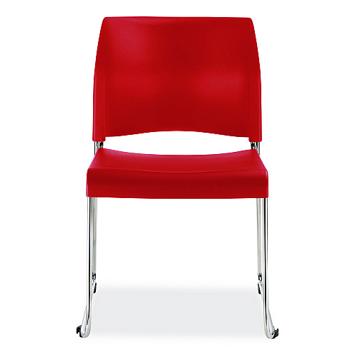 NPS 8800 Series Cafetorium Plastic Stack Chair, Supports Up to 500 lb, 18" Seat Height, Red Seat, Red Back, Chrome Base, 4/Carton (881711174)