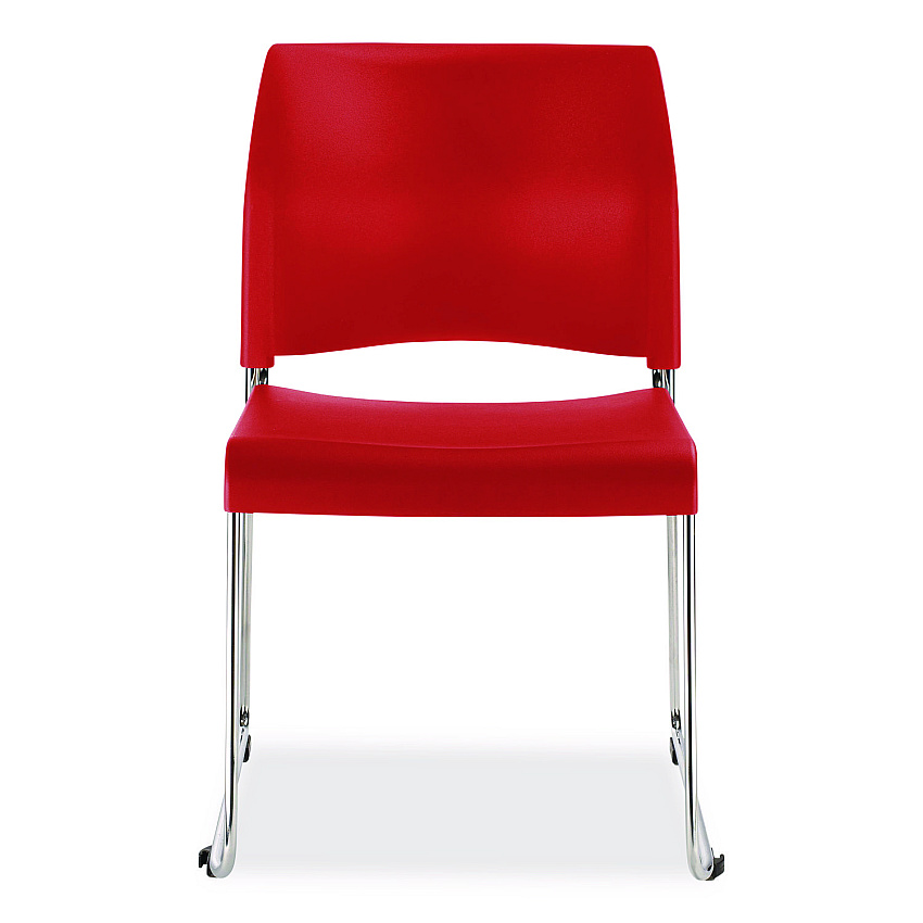 NPS 8800 Series Cafetorium Plastic Stack Chair, Supports Up to 500 lb, 18" Seat Height, Red Seat, Red Back, Chrome Base, 4/Carton (881711174)