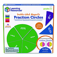Learning Resources Double-Sided Magnetic Rainbow Fraction and Percentage Circles, Grades 1 to 6, English, Randomly Assorted Colors, 9 Pieces (LER1616)