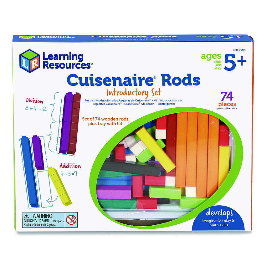 Learning Resources Cuisenaire Rods Introductory Set, Grades Pre-K to 3, 74 Pieces (LER7500)