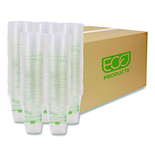 Eco-Products GreenStripe Renewable and Compostable Cold Cups, 12 oz, Plastic, Clear, 50/Pack (EPCC12GSPK)