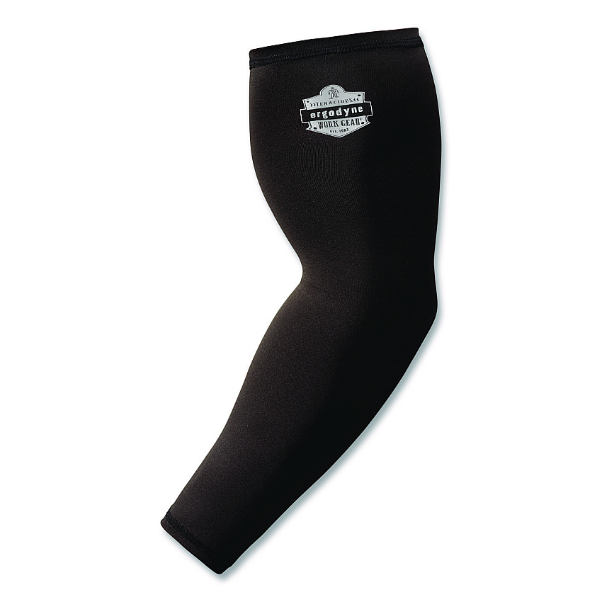 ergodyne Chill-Its 6691 Cooling Arm Sleeves with Box-Handling Grip, Polyester/Spandex, Large, Black, Pair (12388)