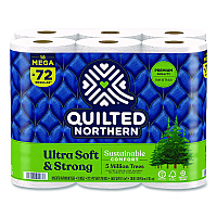 Quilted Northern Ultra Soft and Strong Bathroom Tissue, Mega Rolls, Septic Safe, 2-Ply, White, 328 Sheets/Roll, 18 Rolls/Carton (94475501)