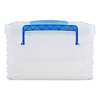 Advantus Super Stacker Lift-Off Lid Storage Tote, 14.25 x 10.3 x 6.5, Transparent/Blue (39811)