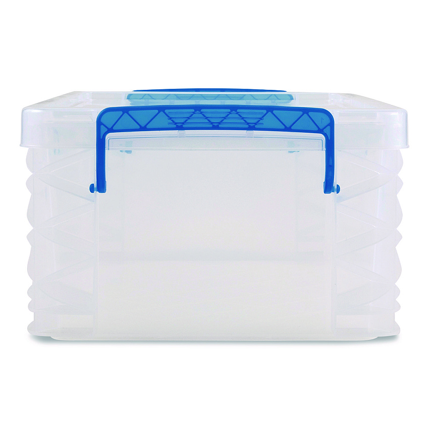 Advantus Super Stacker Lift-Off Lid Storage Tote, 14.25 x 10.3 x 6.5, Transparent/Blue (39811)