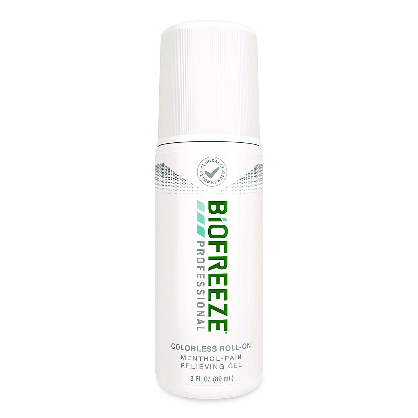BIOFREEZE Professional Colorless Roll-On Topical Analgesic Pain Reliever, 3 oz Roll-On (420412)