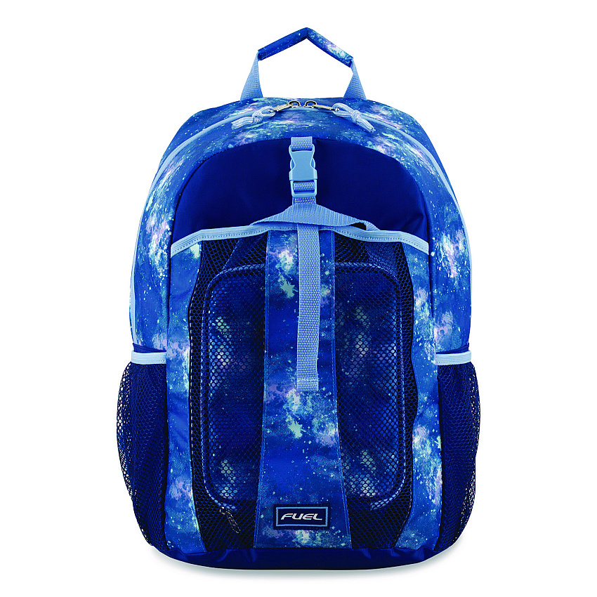 FUEL Bijoux Deluxe Backpack and Lunch Bag Bundle, Backpack: 13.5" x 7" x 18.5", Lunch Bag: 7.5" x 4.25" x 9", Light Blue Galaxy (110592STGX5)