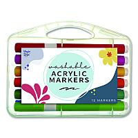 The Pencil Grip Washable Acrylic Markers, Fine Bullet Tip, Assorted Colors, 12/Pack (496)