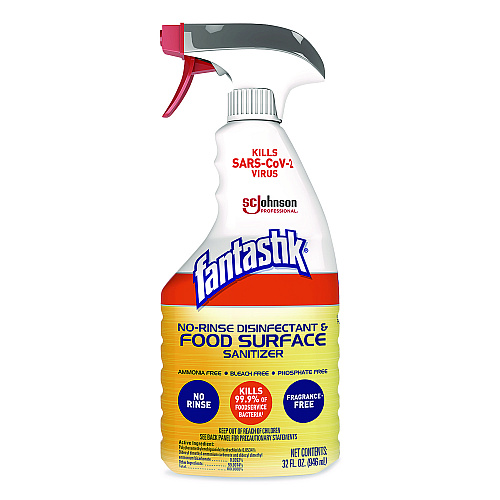 Fantastik&reg; No-Rinse Food Surface Sanitizer Disinfectant, 32 oz Trigger Spray, 8 Bottles (354125)