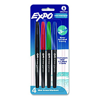 EXPO Wet Erase Marker, Ultra Fine Bullet Tip, Assorted Colors, 4/Set (2134341A)