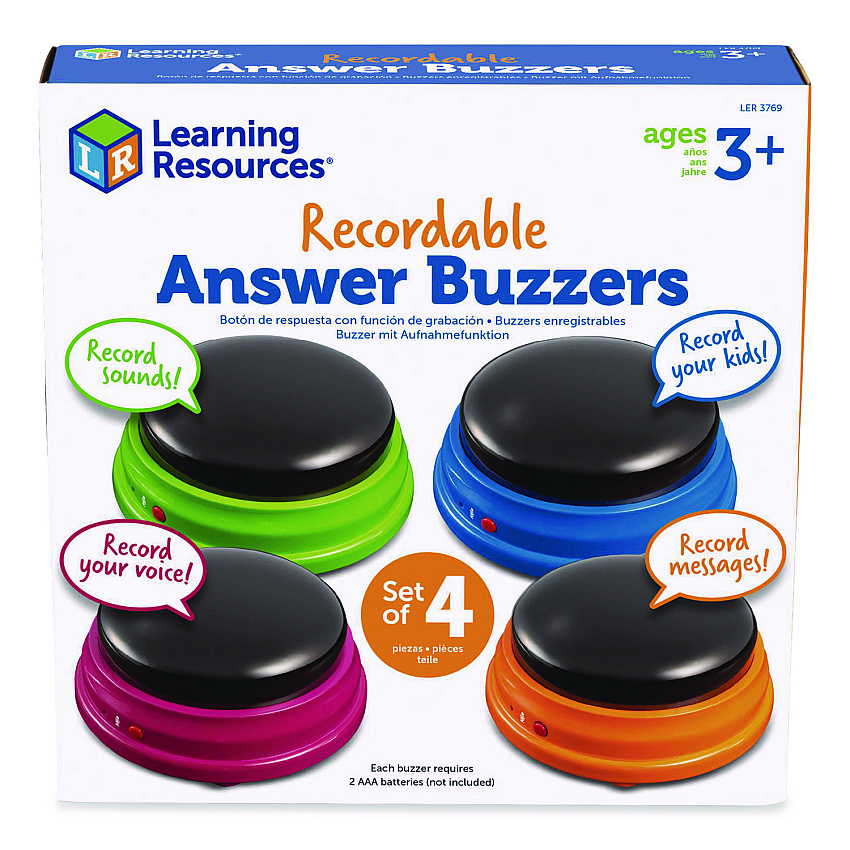 Learning Resources Recordable Answer Buzzers, Ages 3 and Up, 4 Buzzers (LER3769)