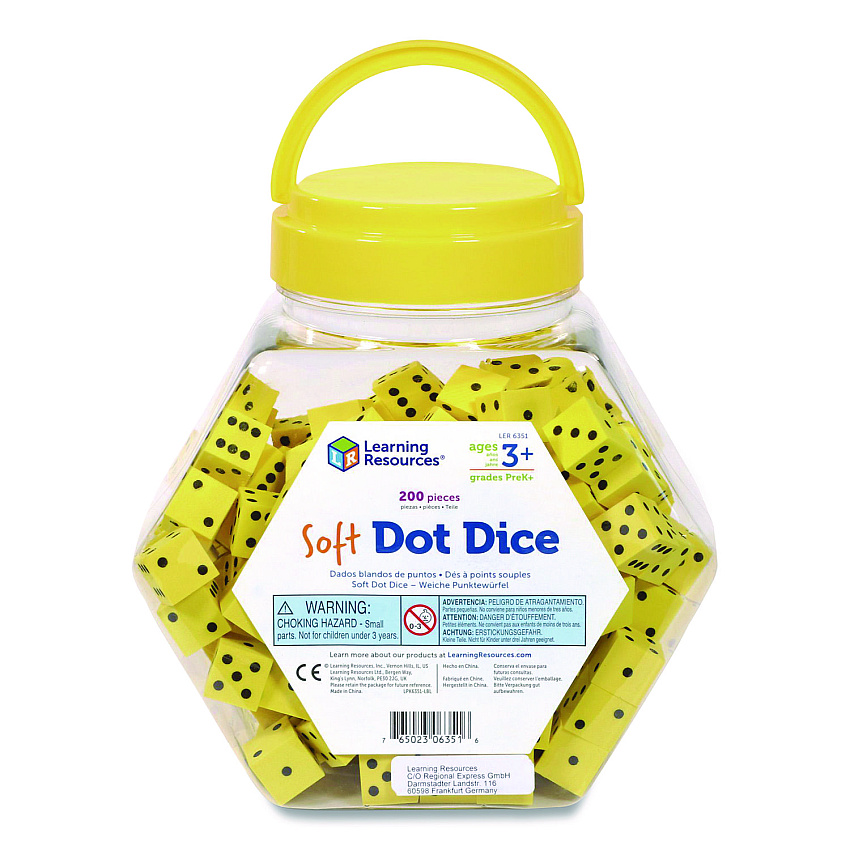 Learning Resources Soft Foam Dot Dice, Grades Pre-K to 1, 200 Pieces (LER6351)