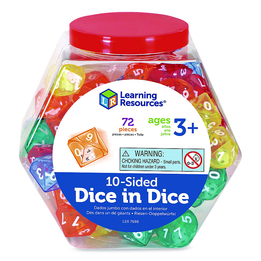 Learning Resources 10-Sided Double-Decahedra Dice in Dice, Ages 6 to 10, 72 Dice (LER7698)