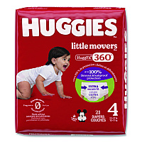 Huggies Little Movers HuggFit 360 Degree, Size 4, 22 lbs to 37 lbs, Disney Design, 21 Diapers/Pack, 4 Packs/Carton (56606)