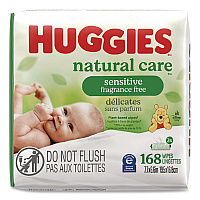 Huggies Natural Care Sensitive Baby Wipes, 6.6 x 6.86, Unscented, White, 56 Wipes/Pack, 3 Packs/Carton (41926)
