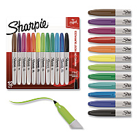 Sharpie Fine Tip Permanent Markers, Fine Bullet Tip, Assorted Colors, 12/Pack (30075PP)