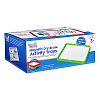 hand2mind Magnetic Dry-Erase Trays, 13" x 9.5", White Surface, Assorted Frame Colors, 6/Set (96157)