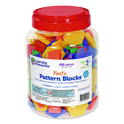 Learning Resources Plastic Pattern Blocks, Grades Pre-K to 2, 250 Pieces (LER0632)