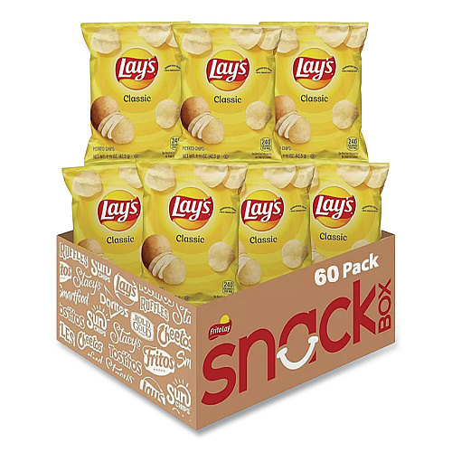 Lay's Regular Potato Chips, 1.5 oz Bag, 64/Carton (FRI44359)