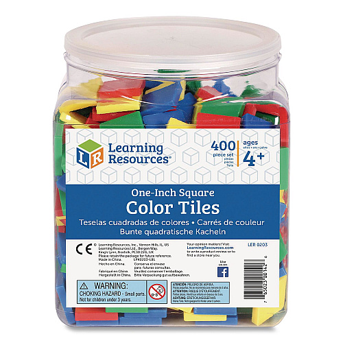 Learning Resources Square Color Tiles, Pre-K to K, 400 Pieces (LER0203)