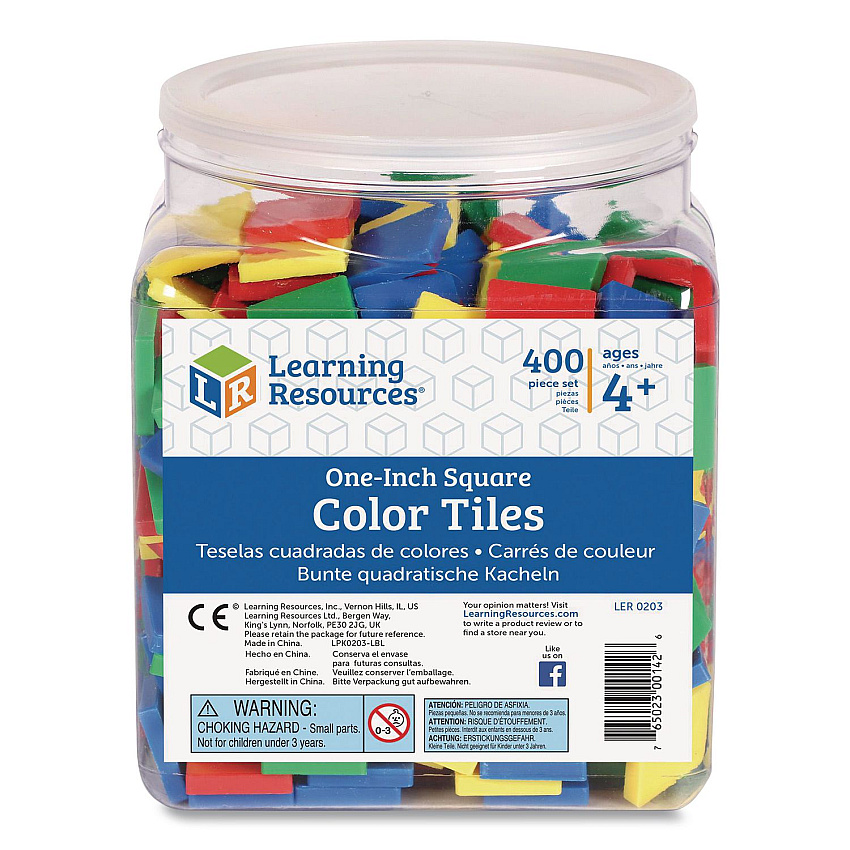 Learning Resources Square Color Tiles, Pre-K to K, 400 Pieces (LER0203)