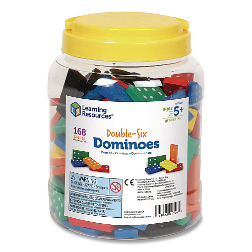 Learning Resources Double-Six Dominoes in Bucket, 2 to 4 Players, Grades K to 4, 168 Pieces (LER0287)