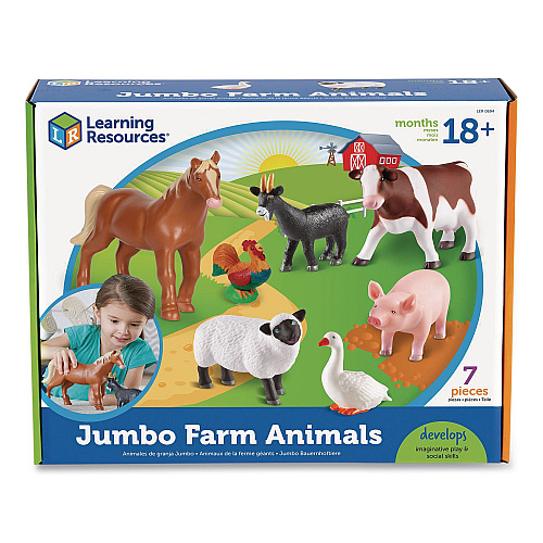 Learning Resources Jumbo Farm Animals, Grades Pre-K to 3, 7 Pieces (LER0694)