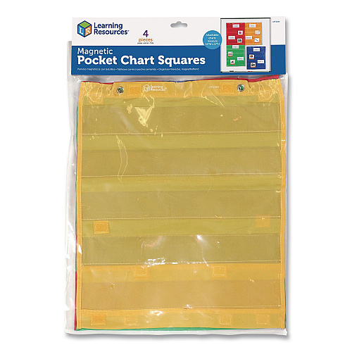 Learning Resources Magnetic Pocket Chart Squares, 7 Pockets, 14" w  x 17" h, Assorted Colors, Set of 4 (LER2384)