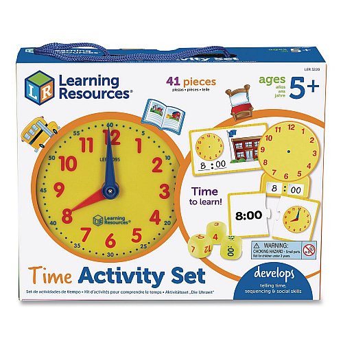 Learning Resources Time Activity Set, 1 to 12 Players, Grades K to 1, 41 Pieces (LER3220)