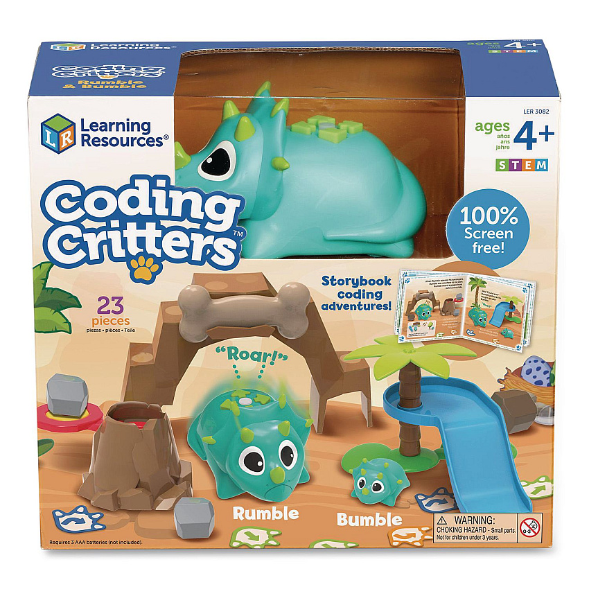 Learning Resources Coding Critters: Rumble and Bumble, Grades Pre-K to 3, 23 Pieces (LER3082)
