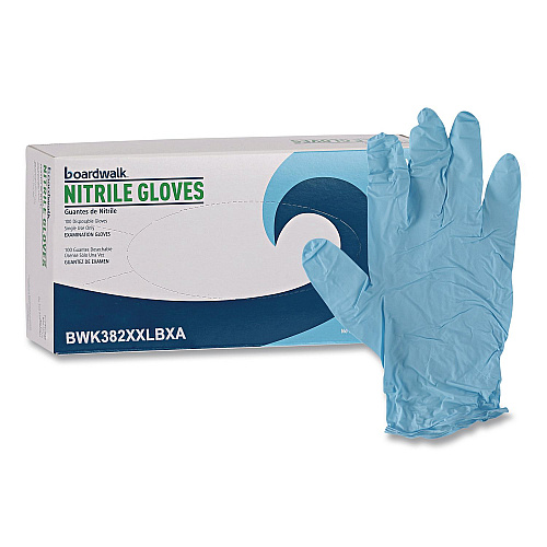 Boardwalk Disposable Examination Nitrile Gloves, Powder-Free, XX-Large, 5 mil Thick, 9.5" Long, Blue, 100/Box (382XXLBXA)