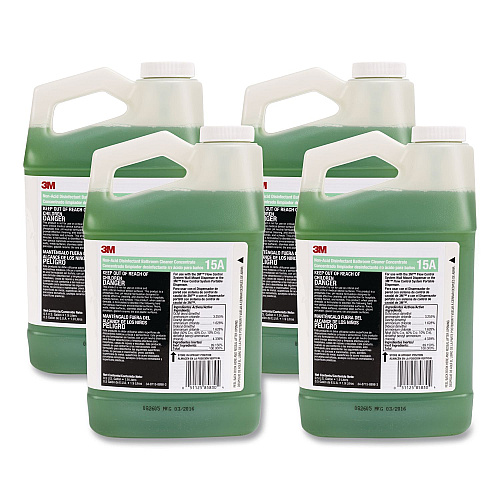 3M Non-Acid Disinfectant Bathroom Cleaner Concentrate, 0.5 gal Bottle, 4/Carton (15A)
