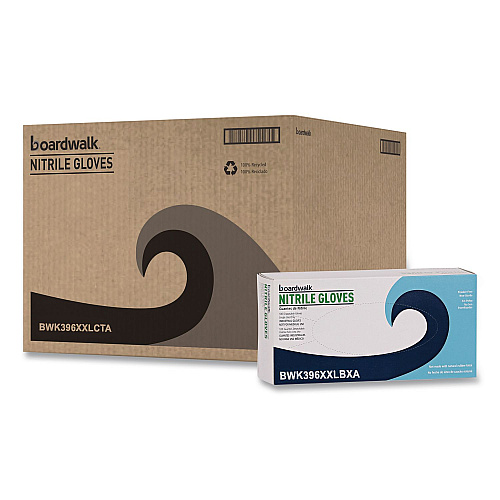 Boardwalk 396 Series Disposable General-Purpose Nitrile Gloves, Powder-Free, XX-Large, 4.4 mil Thick, 9.5" Long, Black,100/Box,10 BX/CT (396XXLCTA)
