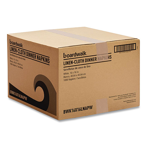 Boardwalk Linen-Feel Flat Napkins, 1-Ply, 16 x 16, White, 1,000/Carton (16X16LNAPW)