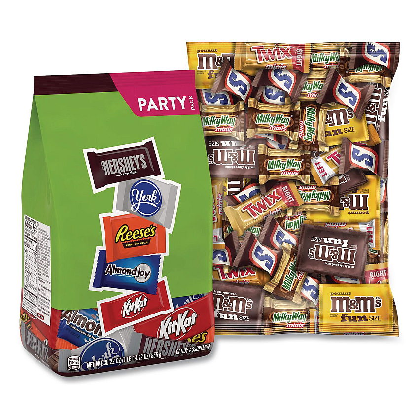 Hershey's Assortment Milk Chocolate/Mar's Chocolate Favorites, 30.22 oz Bag and 62.6 oz Bag/Carton (60004054)