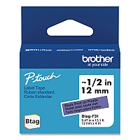 Brother Genuine P-Touch BTAG Label Tapes, 0.47" x 13.1 ft, Black on Purple (BTAGF31)