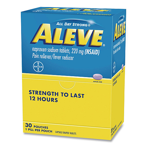 Aleve Pain Reliever Tablets Refill Packs, 1 Tablet/Packet, 30/Box (64028)