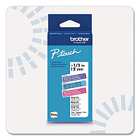 Brother Genuine P-Touch BTAG Label Tapes, 0.47" x 13.1 ft, White on Purple, Black on Light Blue, White on Pink (BTAG3M02)