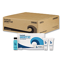 Boardwalk Amenities Kit, Mouth Rinse, Toothbrush, Toothpaste, Body Wash, Shampoo, Green Tea Lemongrass, 12 Kits/Carton (AMENKIT)