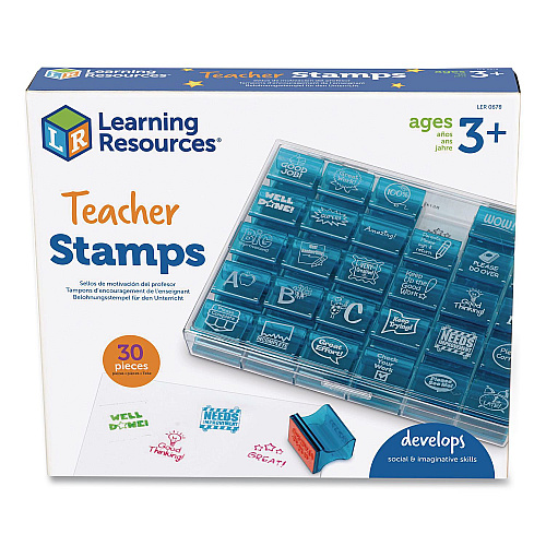 Learning Resources Teacher Stamps, Assorted Messages, 1.5" x 1.5", 30 Stamps (LER0678)