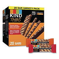 KIND Thins Peanut Butter Dark Chocolate and Dark Chocolate Cherry Cashew Variety Pack, 0.74 oz Bar, 20/Box (41891)