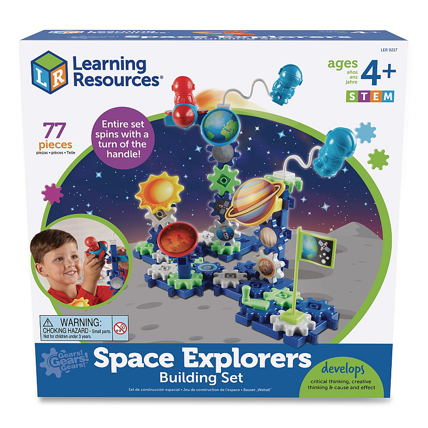 Learning Resources Gears! Gears! Gears! Space Explorers Building Set, Grades Pre-K to 5, 77 Pieces (LER9217)