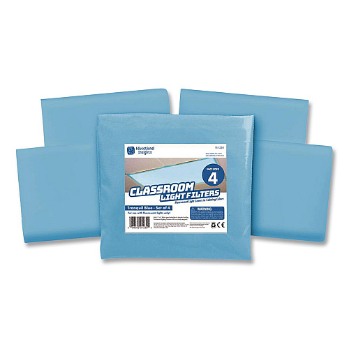 Educational Insights Fluorescent Light Filter Covers, Rectangular, 2 ft x 4 ft, Tranquil Blue, 4 Covers (1230)