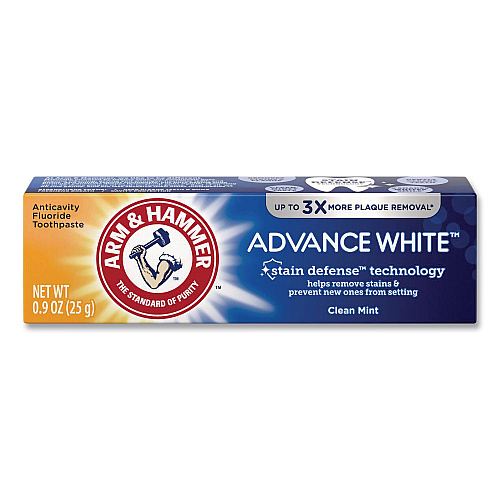 Arm & Hammer Advance White Toothpaste, Clean Mint, 0.9 oz Tube, 72/Carton (3320018600)