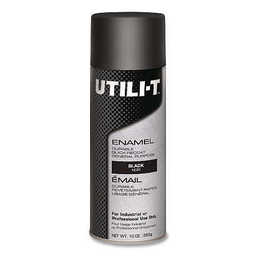 Rust-Oleum UTILI-T Spray Paint, Gloss Black, 10 oz Aerosol Can, 6/Carton (387390)